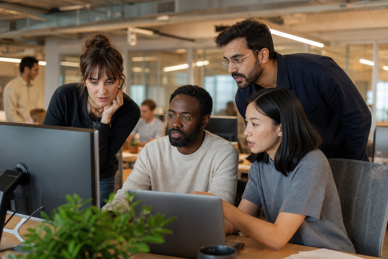 megasharex team collaborating in a modern office